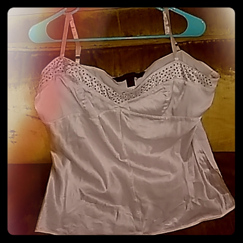 Express Satin Cream rhinestone embellished Cami